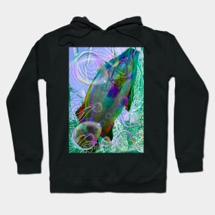 Underwater fish swimming with colorful bubbles. Hoodie